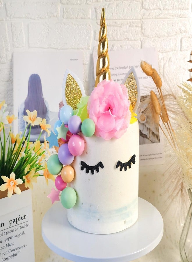 DRWATE 41 PCS Unicorn Cake Topper Unicorn Flower Cake Decorations with Flowers Balls Unicorn Happy Birthday Cake Decorations (Multicolor) - Image 4